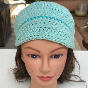 Blue Crochet Knit Hat Beanie Child Women